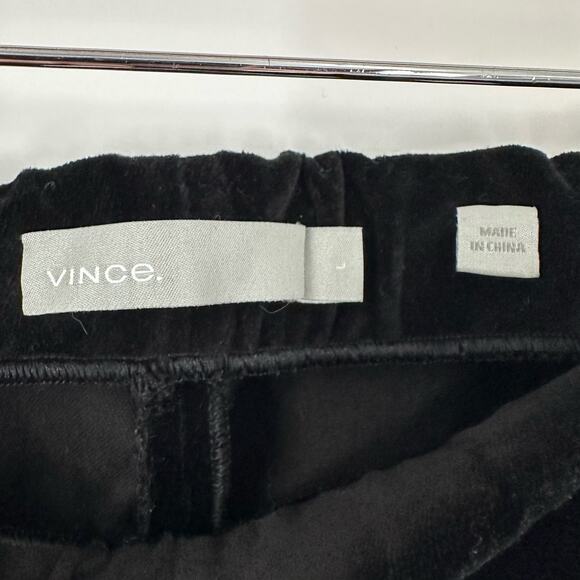 Vince Size L Velvet Pants Black Pull on Split Hem Ankle High Rise Crop - Picture 11 of 12